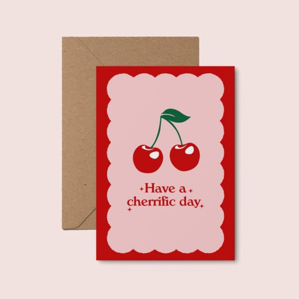 Oink and red cherry card