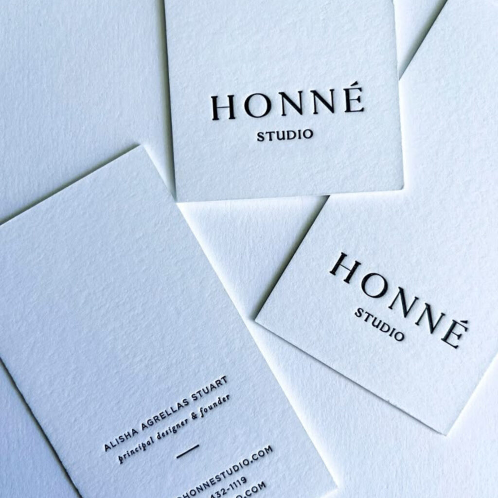 plain business cards with modern black text