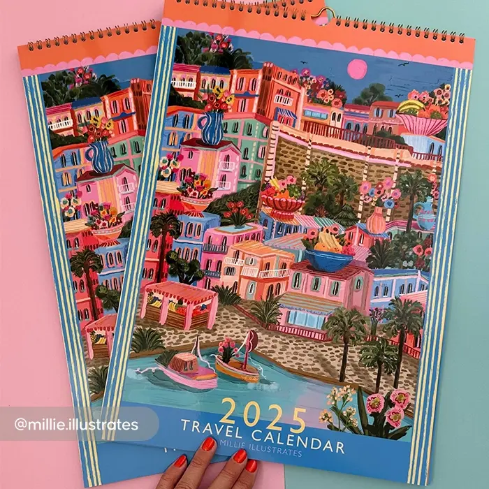 Millie illustrates 2025 Travel Calendar